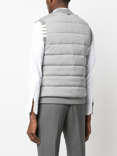 Shop Thom Browne Padded-design Button-down Gilet In Grey