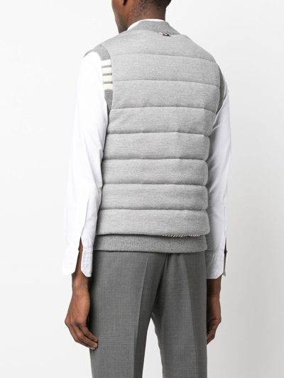 Thom Browne Padded-design Button-down Gilet In Grey