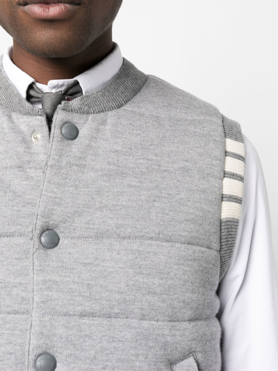 Shop Thom Browne Padded-design Button-down Gilet In Grey