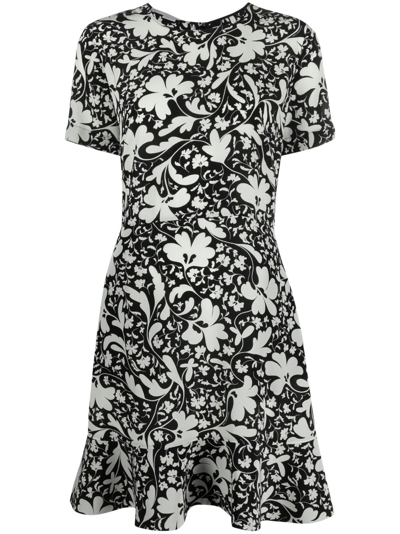 Shop Stella Mccartney Floral-print Silk Dress In Black