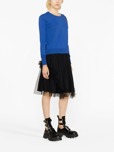 Shop Vivienne Westwood Orb-embroidered Cotton-cashmere Jumper In Blue