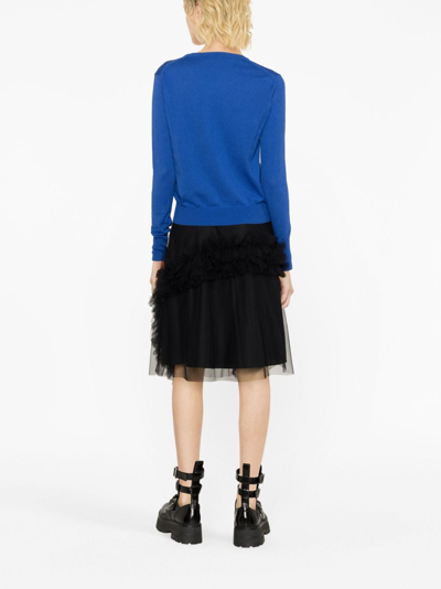 Vivienne Westwood Orb-embroidered Cotton-cashmere Jumper In Blue
