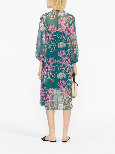 Shop Diane Von Furstenberg Ileana Floral-print Chiffon Dress In Green