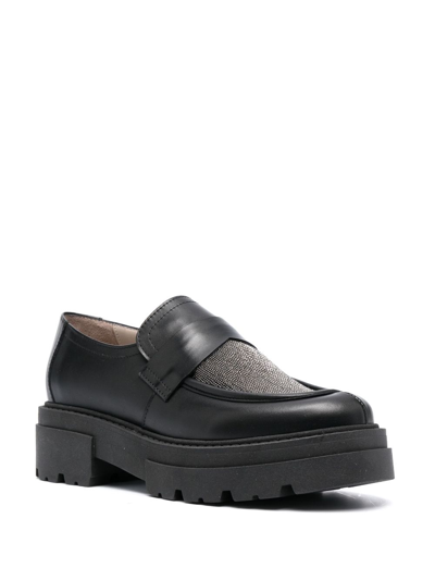 Fabiana Filippi Bead-embellished Slip-on Loafers In Black