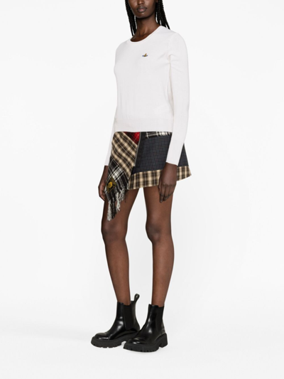 Shop Vivienne Westwood Orb-embroidered Cotton-cashmere Jumper In Neutrals