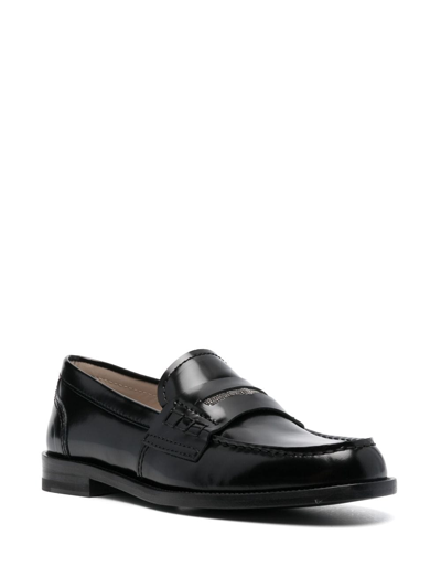 Shop Fabiana Filippi Slip-on Calf Leather Loafers In Black