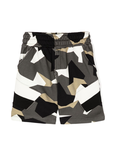 Shop Neil Barrett Camouflage-pattern Cotton Shorts In Grey