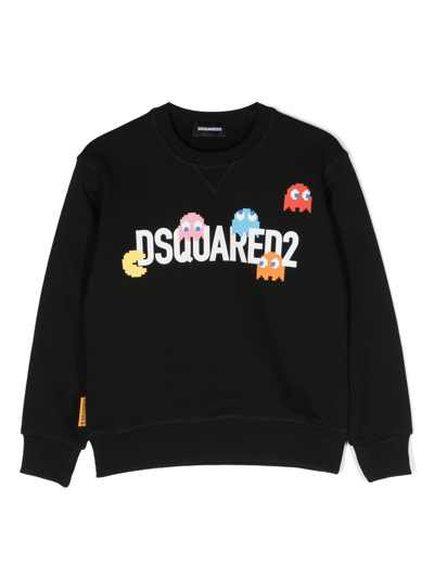Shop Dsquared2 Graphic-print Cotton Sweatshirt In Black