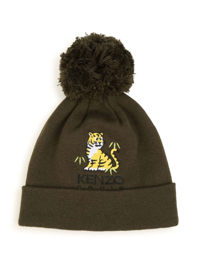 Shop Kenzo Logo-embroidered Turn-up Beanie In Green