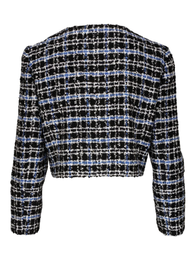 Shop Carolina Herrera Round-neck Tweed Cropped Jacket In Black