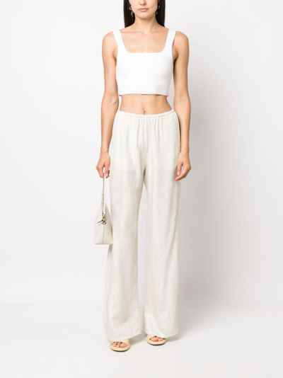 Shop Forte Forte Wide-leg Elasticated-waistband Trousers In Neutrals