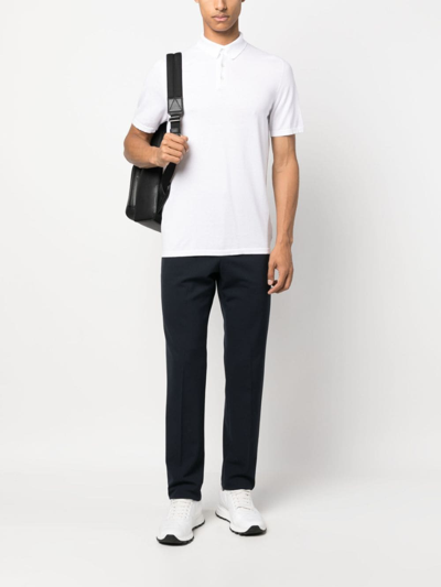 Shop Fedeli Short-sleeved Cotton Polo Shirt In White