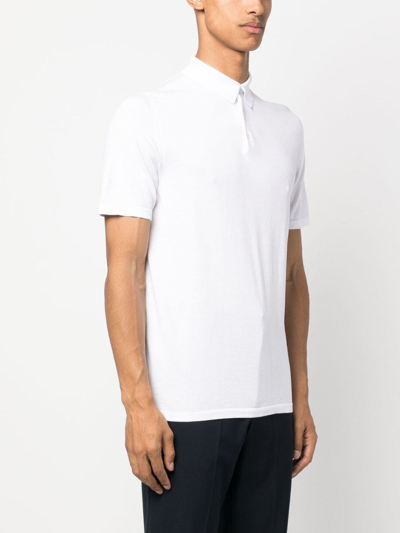 Shop Fedeli Short-sleeved Cotton Polo Shirt In White