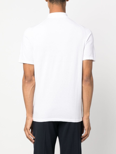 Shop Fedeli Short-sleeved Cotton Polo Shirt In White