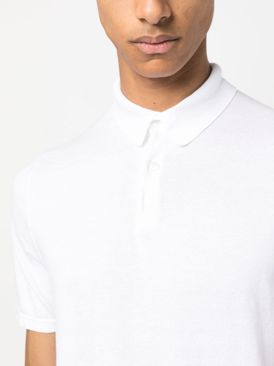 Shop Fedeli Short-sleeved Cotton Polo Shirt In White