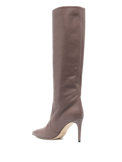 Shop Paris Texas 90mm Leather Knee-high Boots In Taupe - Taupe