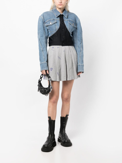 Vetements Graphic-print Pleated Miniskirt In Grey