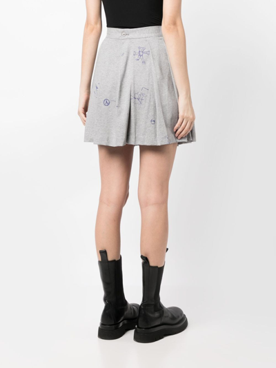 Shop Vetements Graphic-print Pleated Miniskirt In Grey