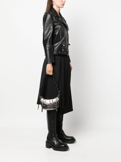 Versace Jeans Couture Crocodile-embossed Shoulder Bag In Silver