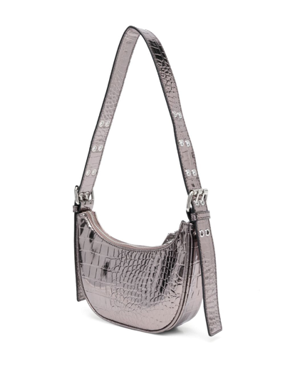 Versace Jeans Couture Crocodile-embossed Shoulder Bag In Silver