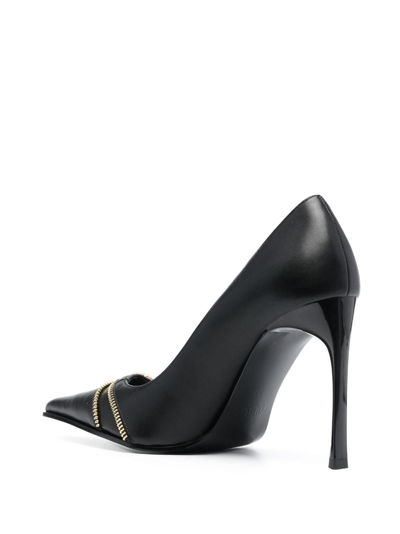 Shop Versace Jeans Couture 95mm Logo-plaque Pointed-toe Pumps In Black