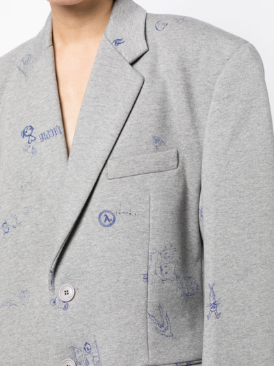 Shop Vetements Graphic-print Single-breasted Blazer In Grey