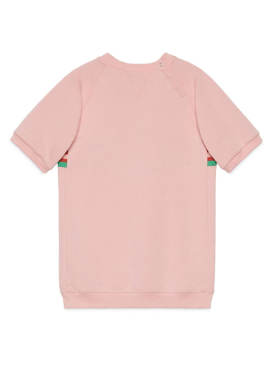 Shop Gucci Interlocking G Embroidered Jersey Dress In Pink