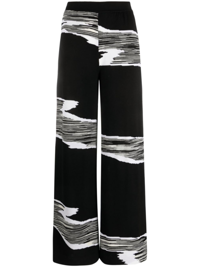 Shop Missoni Slub-print Wide-leg Trousers In Black