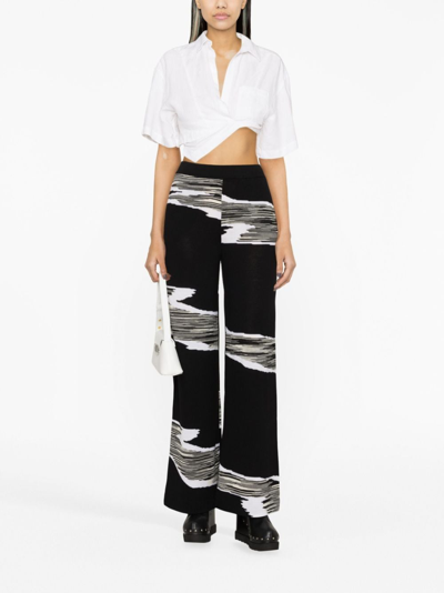 Shop Missoni Slub-print Wide-leg Trousers In Black