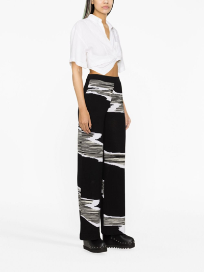 Shop Missoni Slub-print Wide-leg Trousers In Black