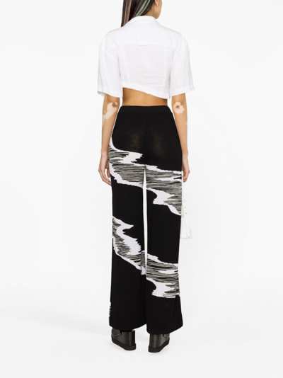 Shop Missoni Slub-print Wide-leg Trousers In Black