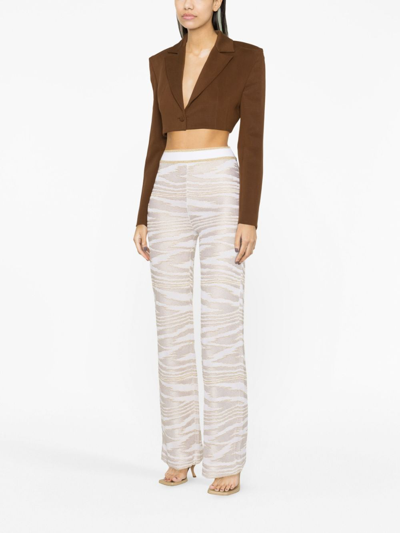 Shop Missoni Slub-effect Wide-leg Trousers In Neutrals