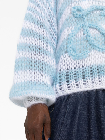 Shop Loewe Embroidered-anagram Crochet Jumper In Blue