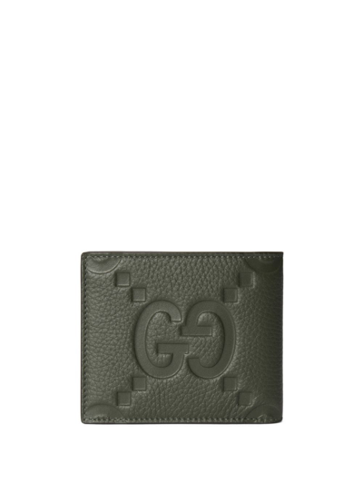 Shop Gucci Jumbo Gg Bi-fold Wallet In Green