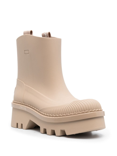 Shop Chloé Embossed-logo Chunky Boots In Neutrals