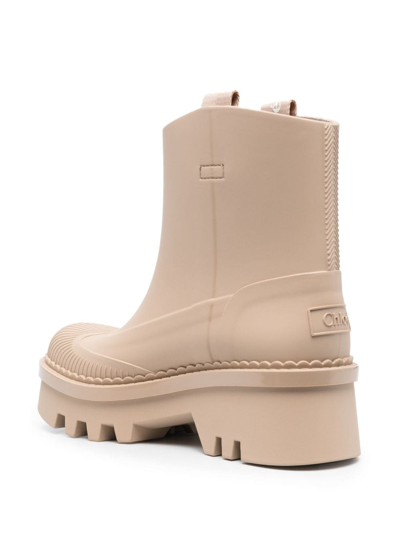 Shop Chloé Embossed-logo Chunky Boots In Neutrals
