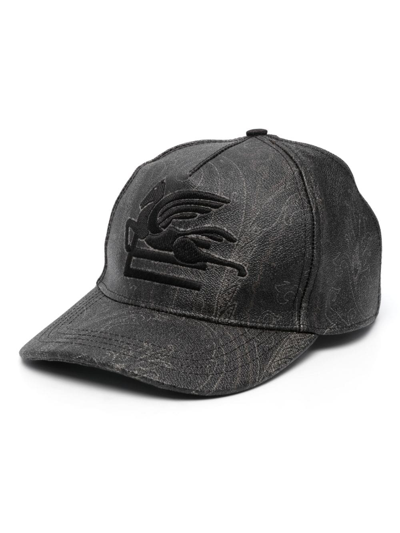 Shop Etro Logo-embroidered Jacquard Cap In Grey
