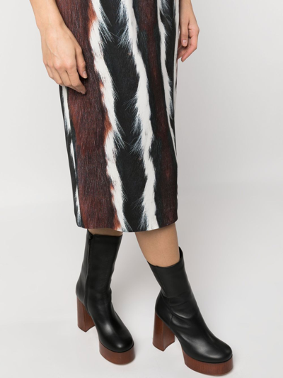 Shop Roberto Cavalli Sleeveless Fur-print Midi Dress In Brown