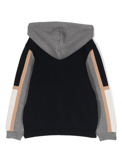 Shop Chloé Colour-block Zip-up Hooded Jacket In Blue