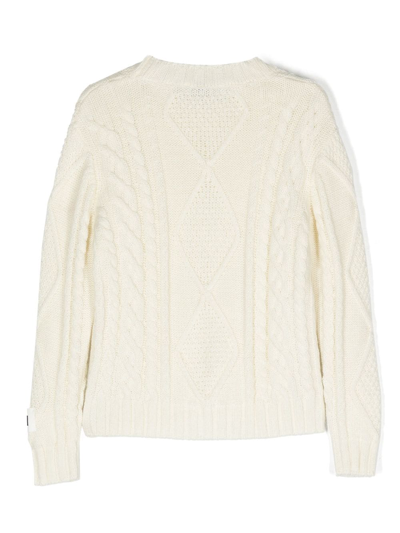 Shop Msgm Cable-knit Wool-blend Jumper In White