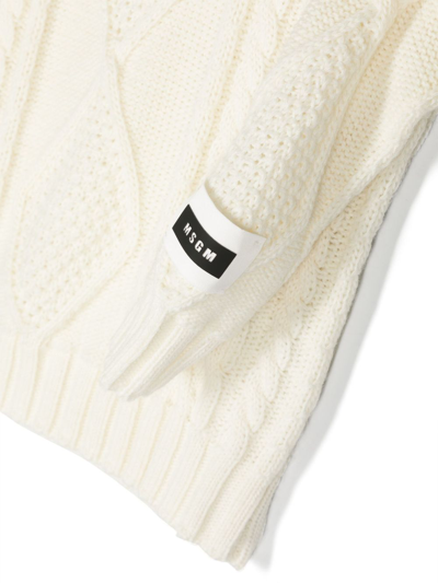 Shop Msgm Cable-knit Wool-blend Jumper In White