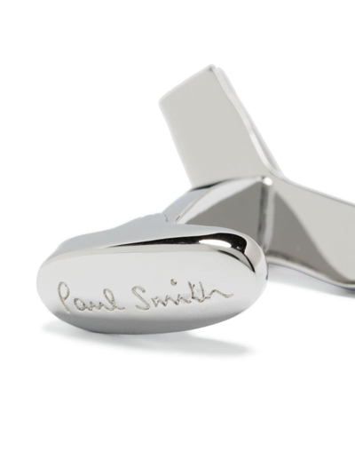 Shop Paul Smith 'artist Stripe' Sock-shape Cufflinks In Silver