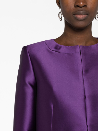 Shop Alberta Ferretti Cropped Satin Jacket In Purple