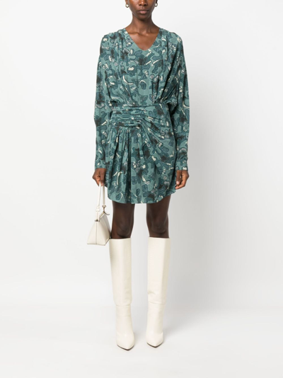 Iro Fontana Printed Short Dress In Green