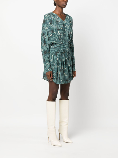 Shop Iro Fontana Printed Short Dress In Green