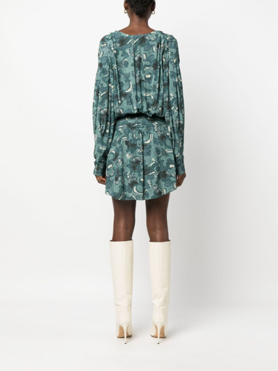 Shop Iro Fontana Printed Short Dress In Green