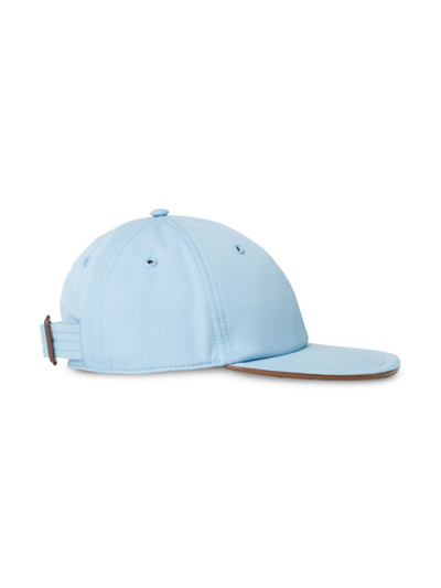 Burberry Men's Monogram Check-lined Baseball Cap - Cool Denim Blue - Size XL