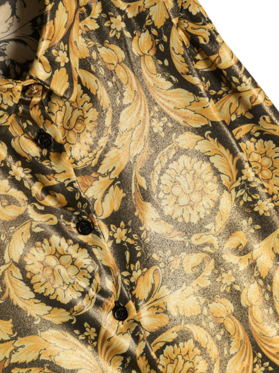 Shop Versace Barocco-print Long-sleeve Shirt In Gold