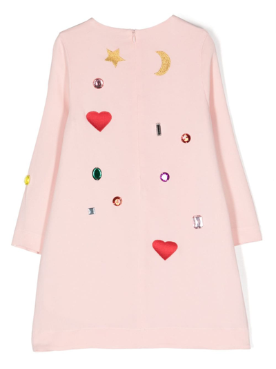 Shop Stella Mccartney Bead-embellished Long-sleeve Dress In Pink