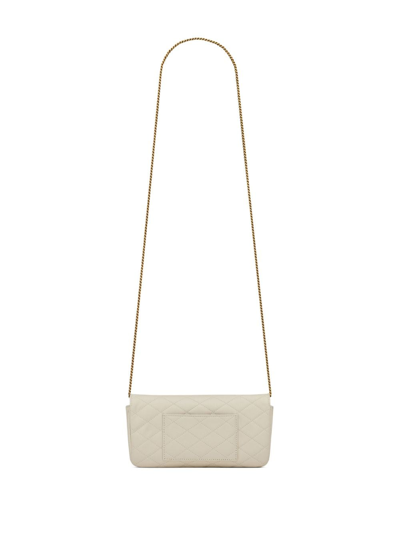 Saint Laurent Gaby Quilted Leather Phone Case In Neutrals